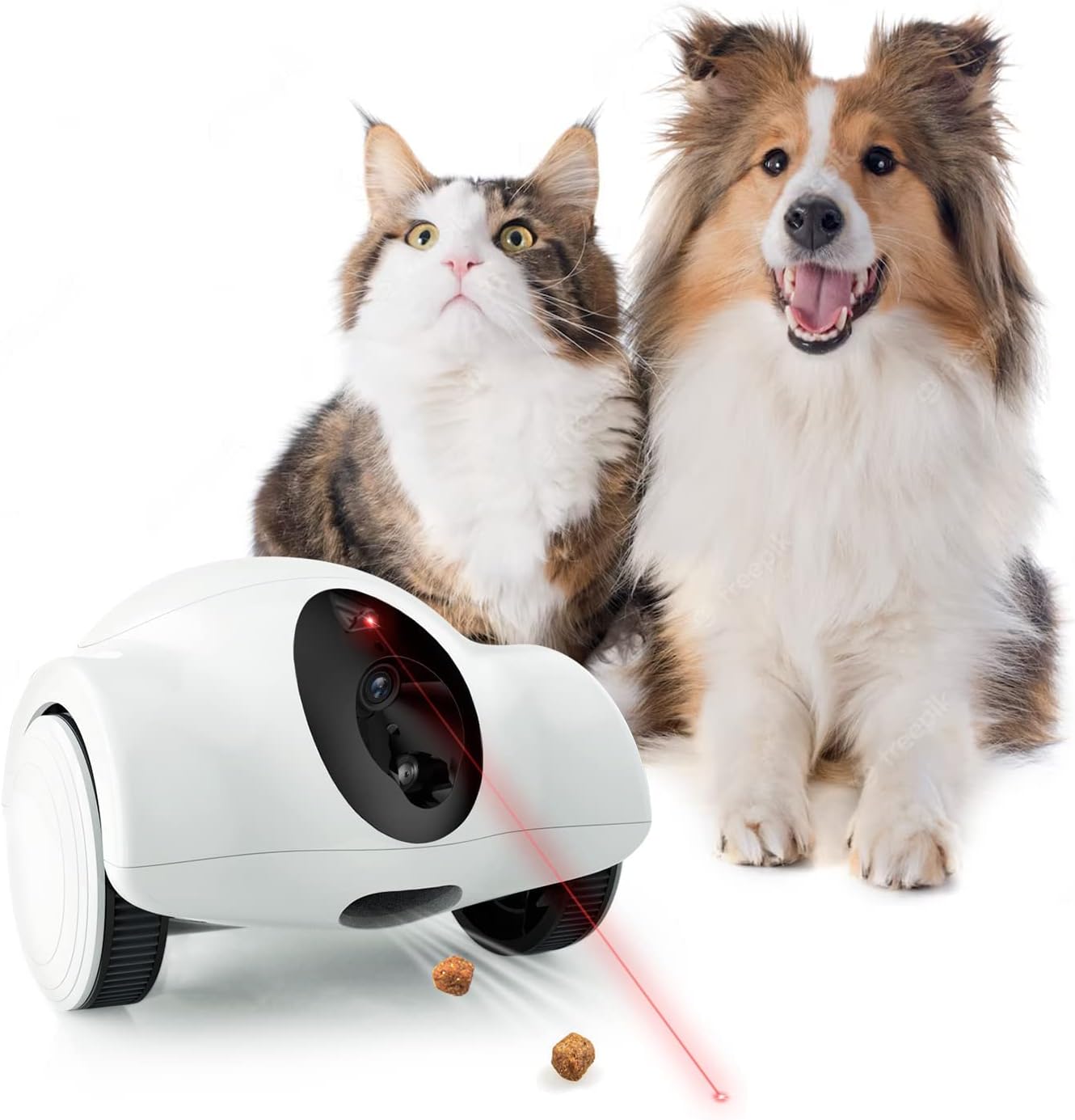 Intelligent pet companion robot ,Camera monitoring robot, remote pet companionship movable two-way communication whole house camera mobile snack feeding machine