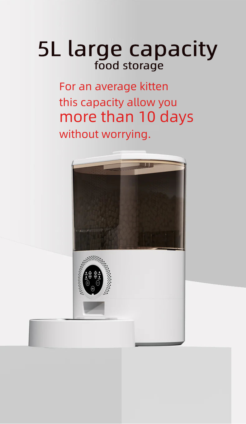 Automatic Cat Feeders - Timed Pet Feeder for Cats and Dogs with Dry Food Dispenser, Desiccant Bag, Programmable Feeder,Intelligent Pet Bowls