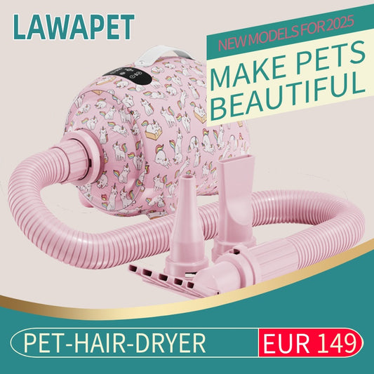 LAWAPET Colorful Dog Vacuum & Dryer for Shedding Grooming, 3 IN 1Dog Grooming Kit ，Adjustable Speed and Temperature Control Blower